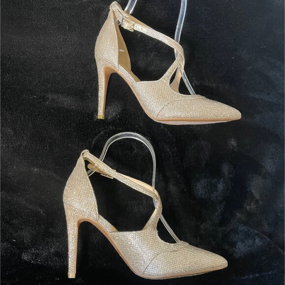 Marc Fisher Nagida Silver Sparkly Heels Women 6M Pointed Toe Stiletto Dress Shoe - Picture 5 of 16